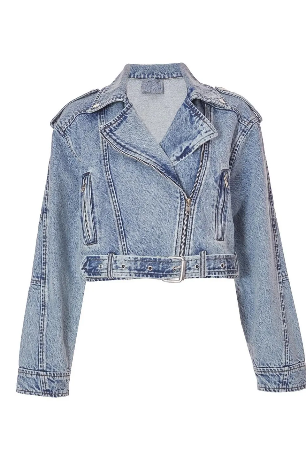 Light Denim Biker Jacket