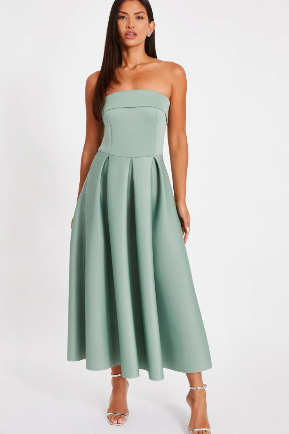 Light Green Bandeau Skater Dress