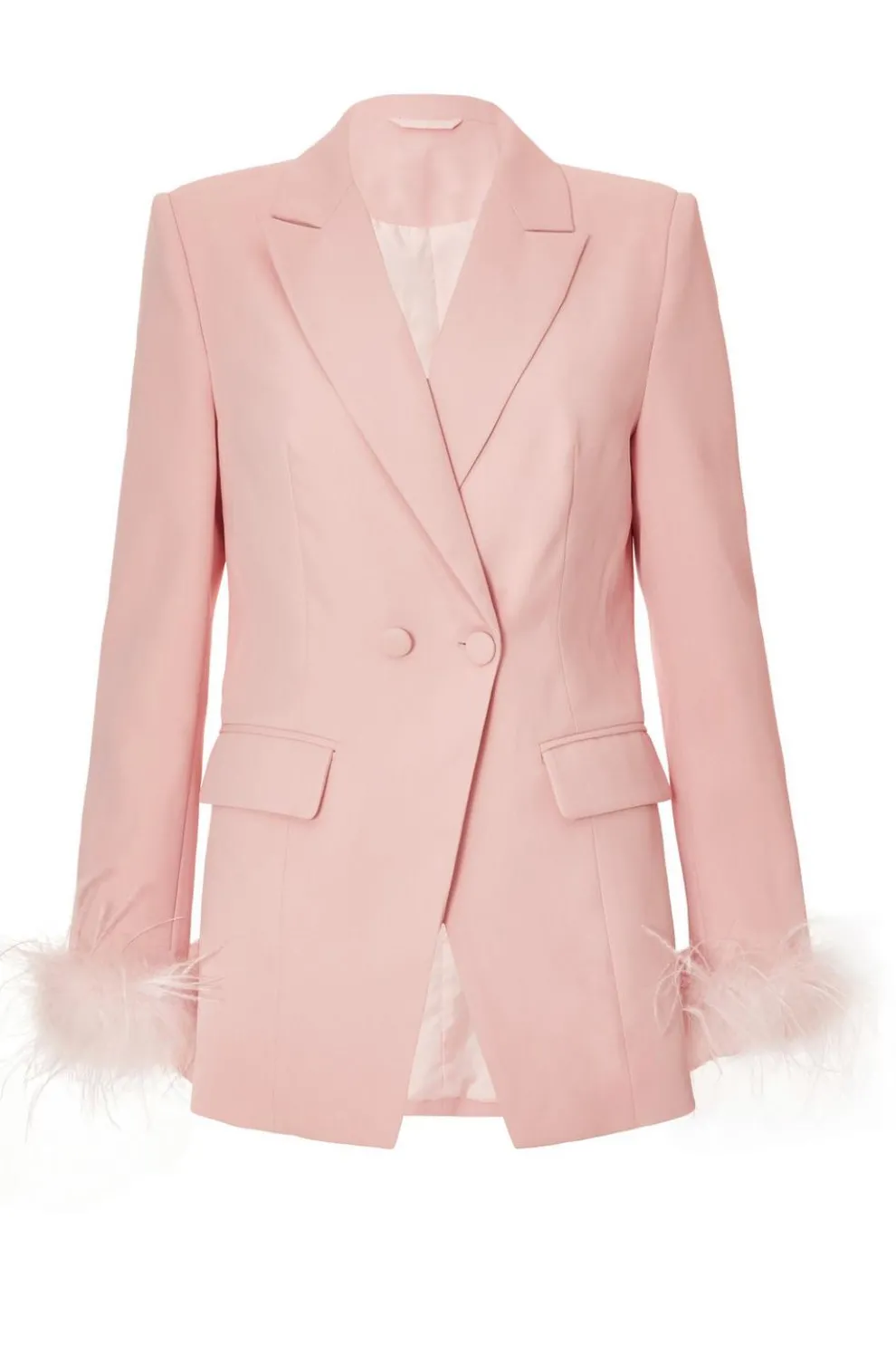 Light Pink Feather Trim Blazer