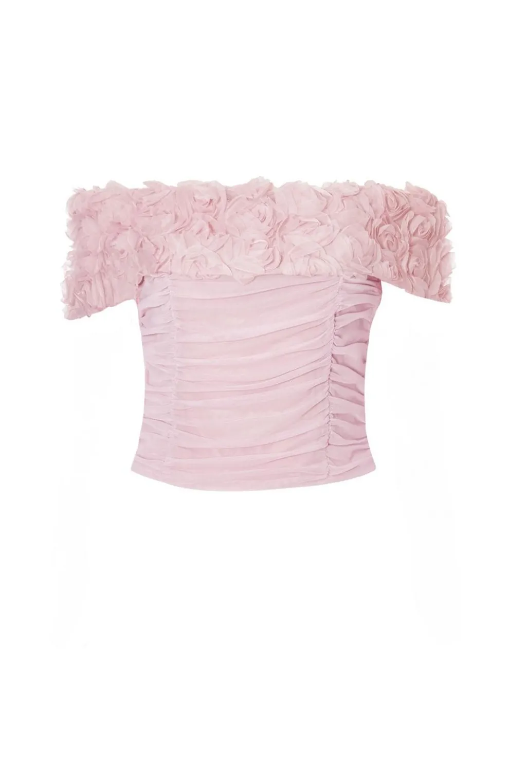 Light Pink Floral Mesh Top