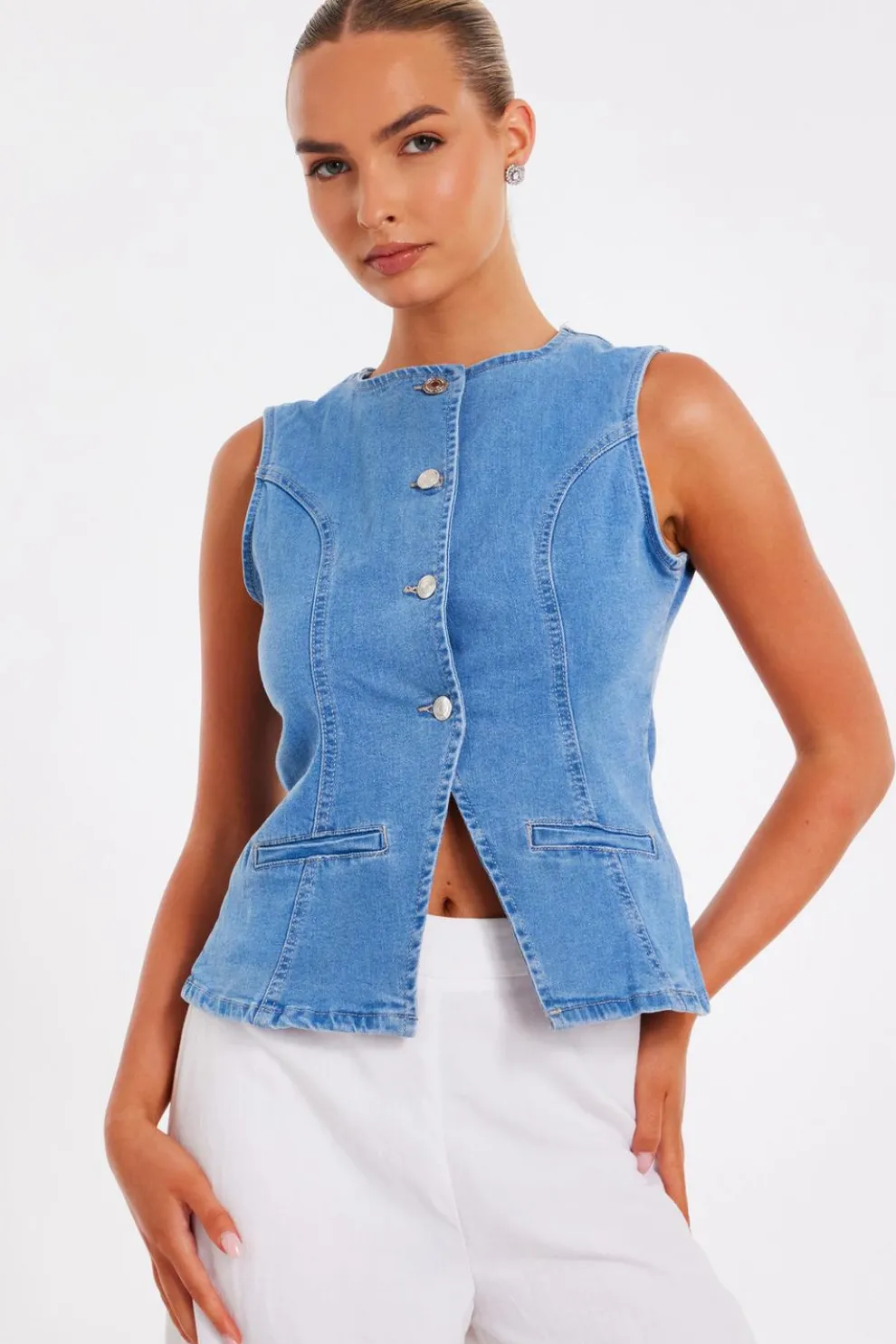 Light Wash Denim Waistcoat