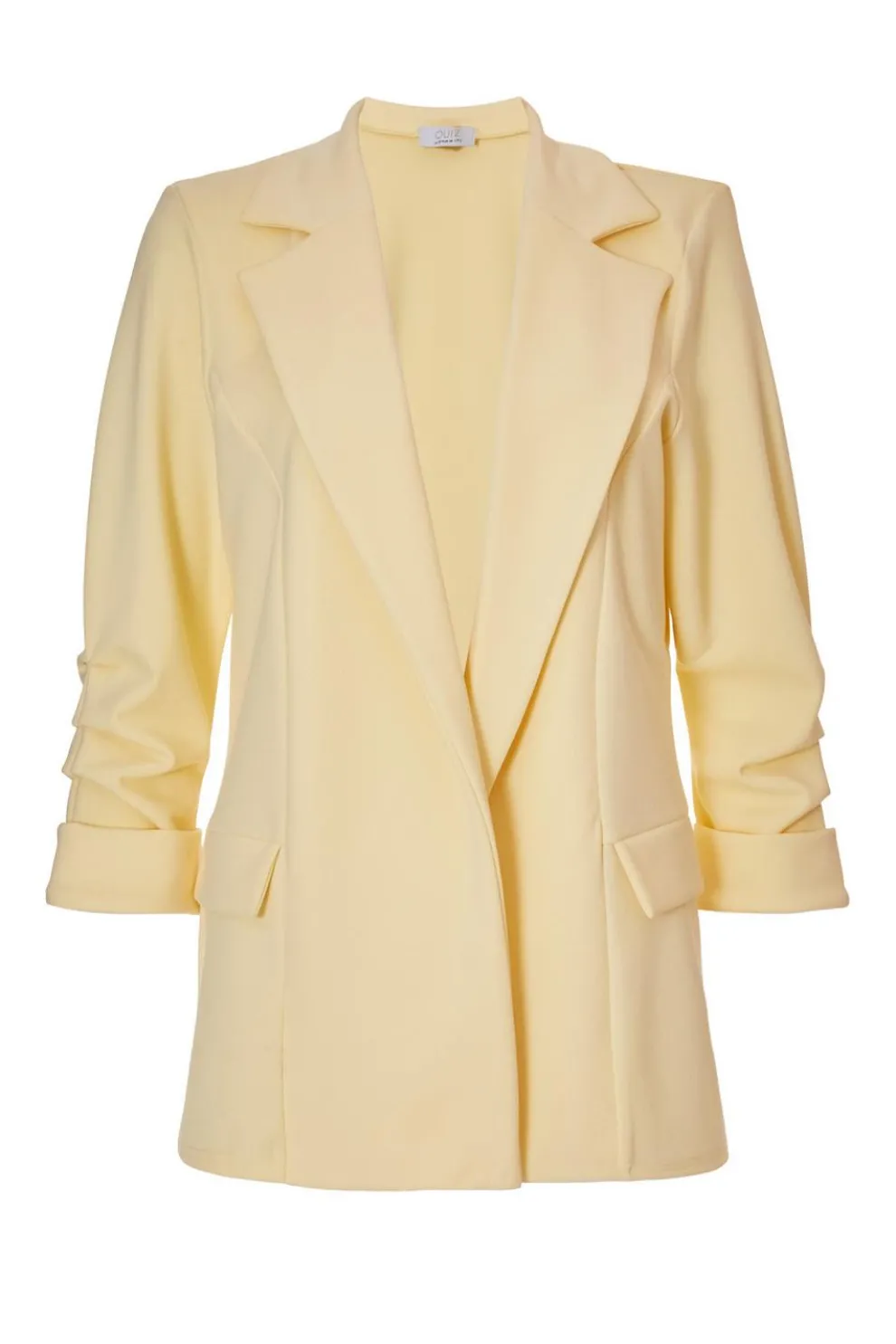 Light Yellow Ruched Sleeve Blazer