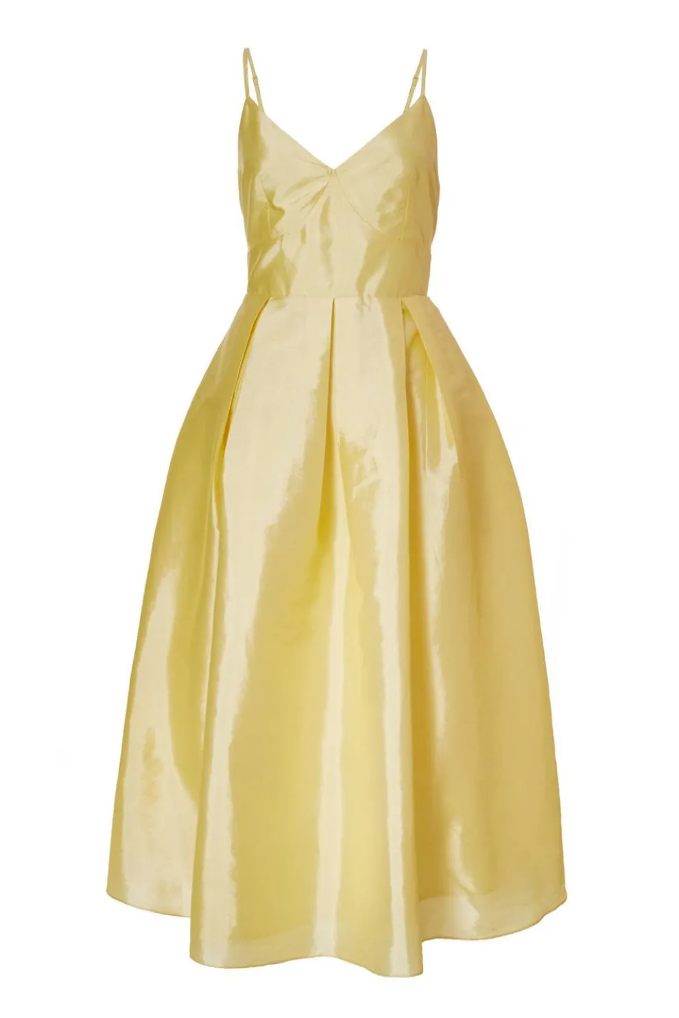 Light Yellow Taffeta Midaxi Dress
