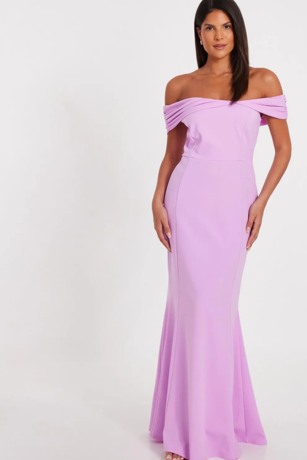 Lilac Bardot Twist Maxi Dress
