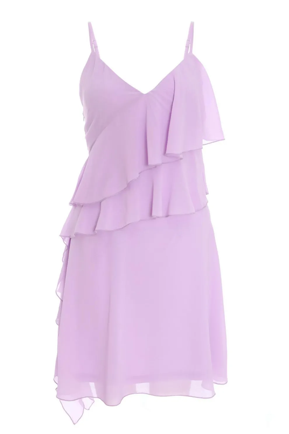 Lilac Chiffon Frill Mini Skater Dress