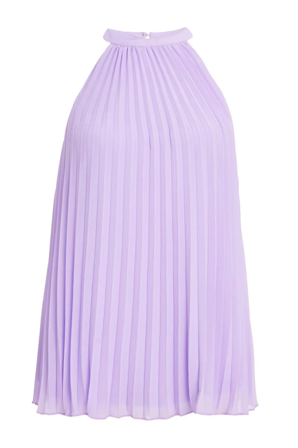 Lilac Chiffon Pleated High Neck Top