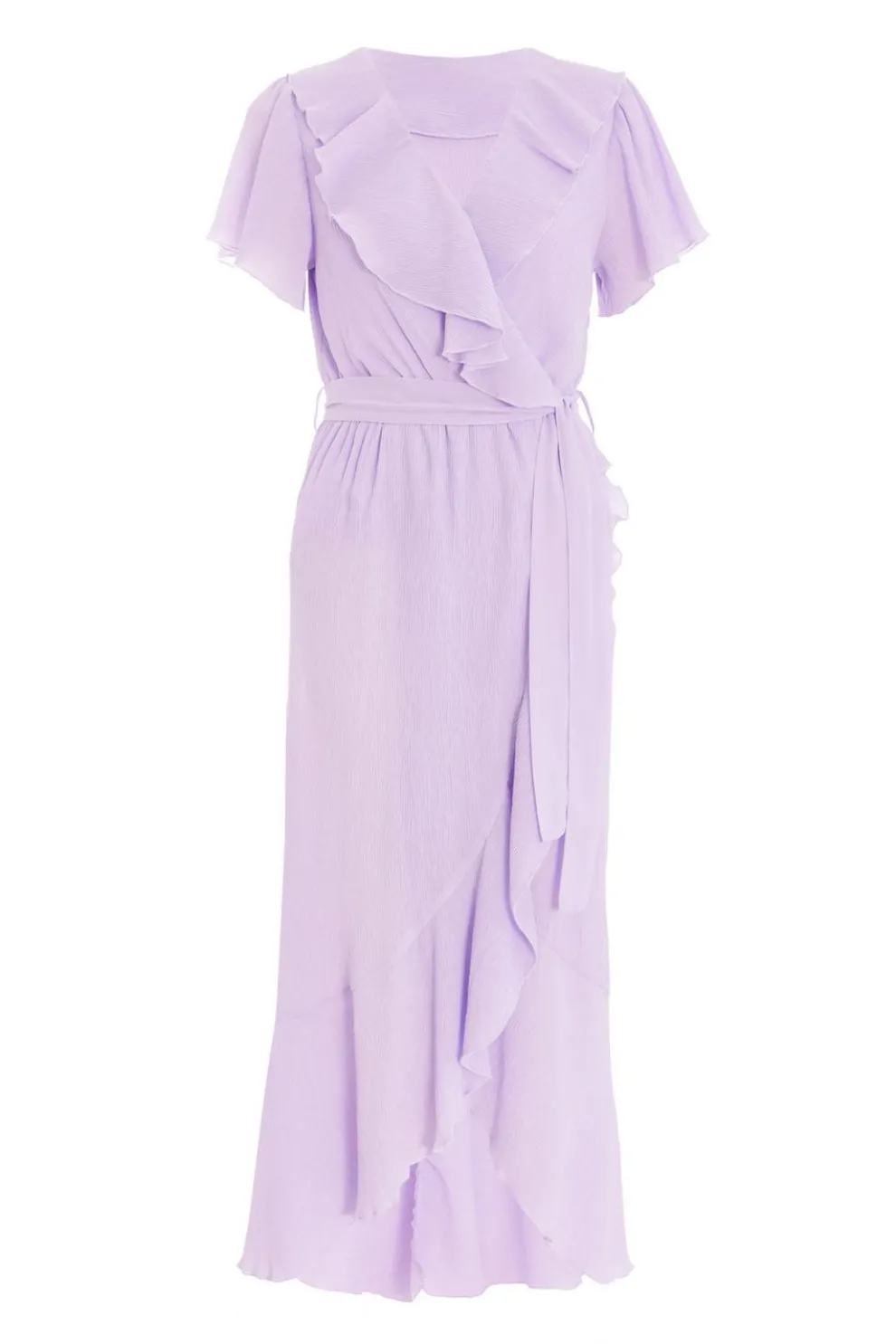 Lilac Crinkle Frill Midaxi Dress