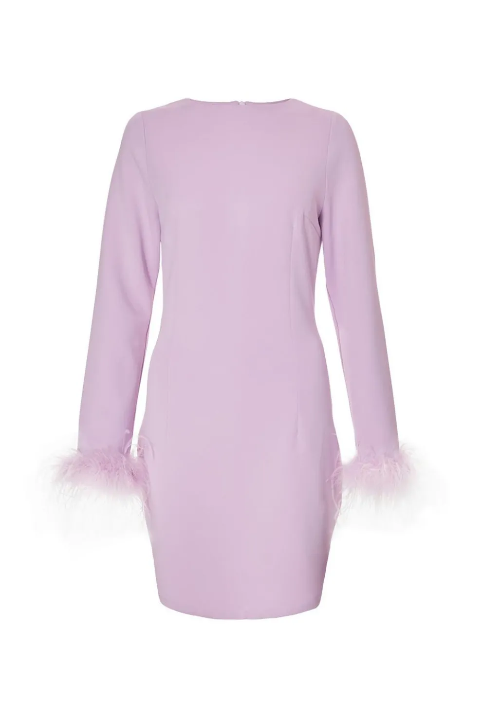 Lilac Feather Trim Mini Dress