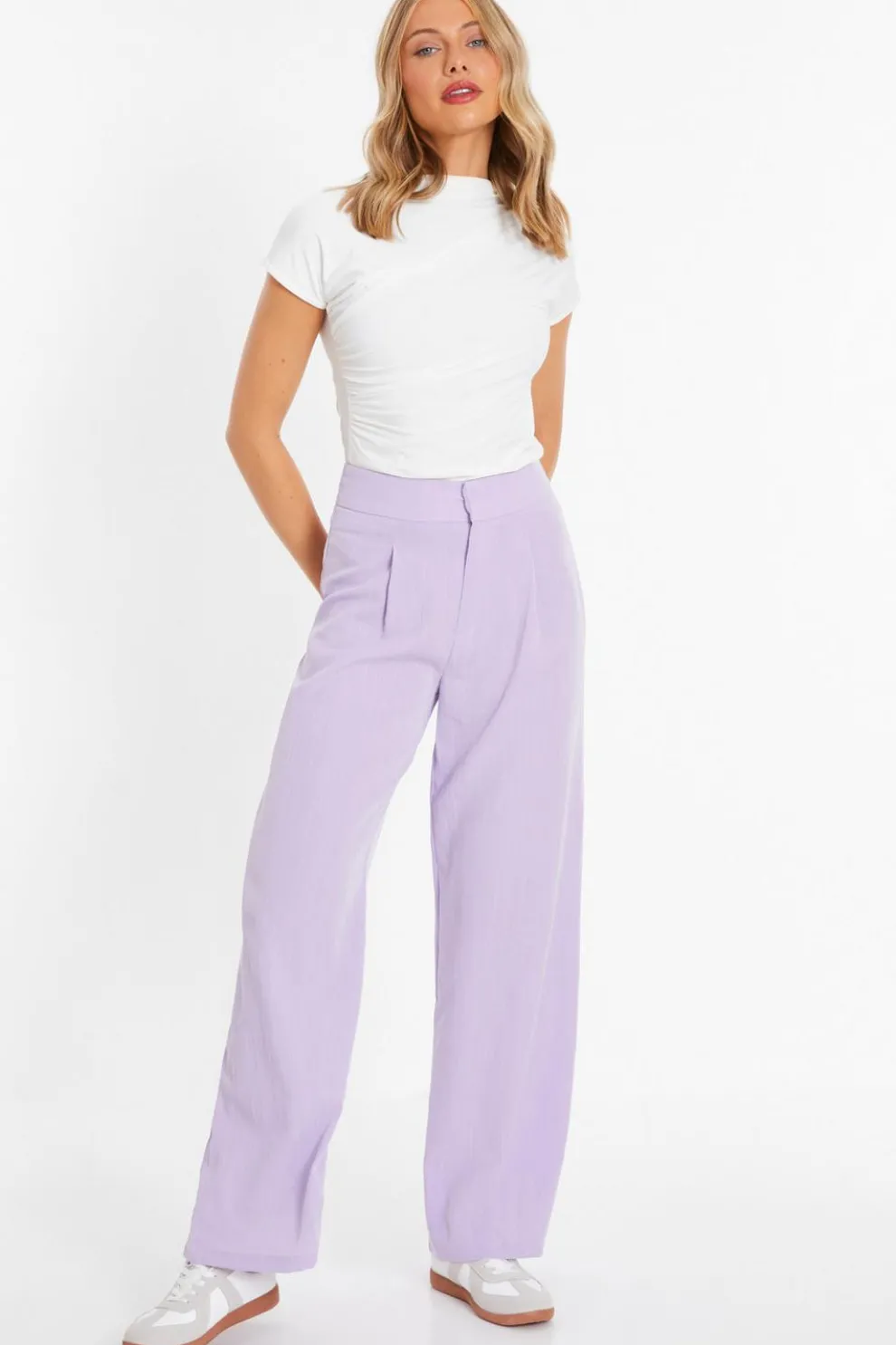 Lilac Linen Palazzo Trousers