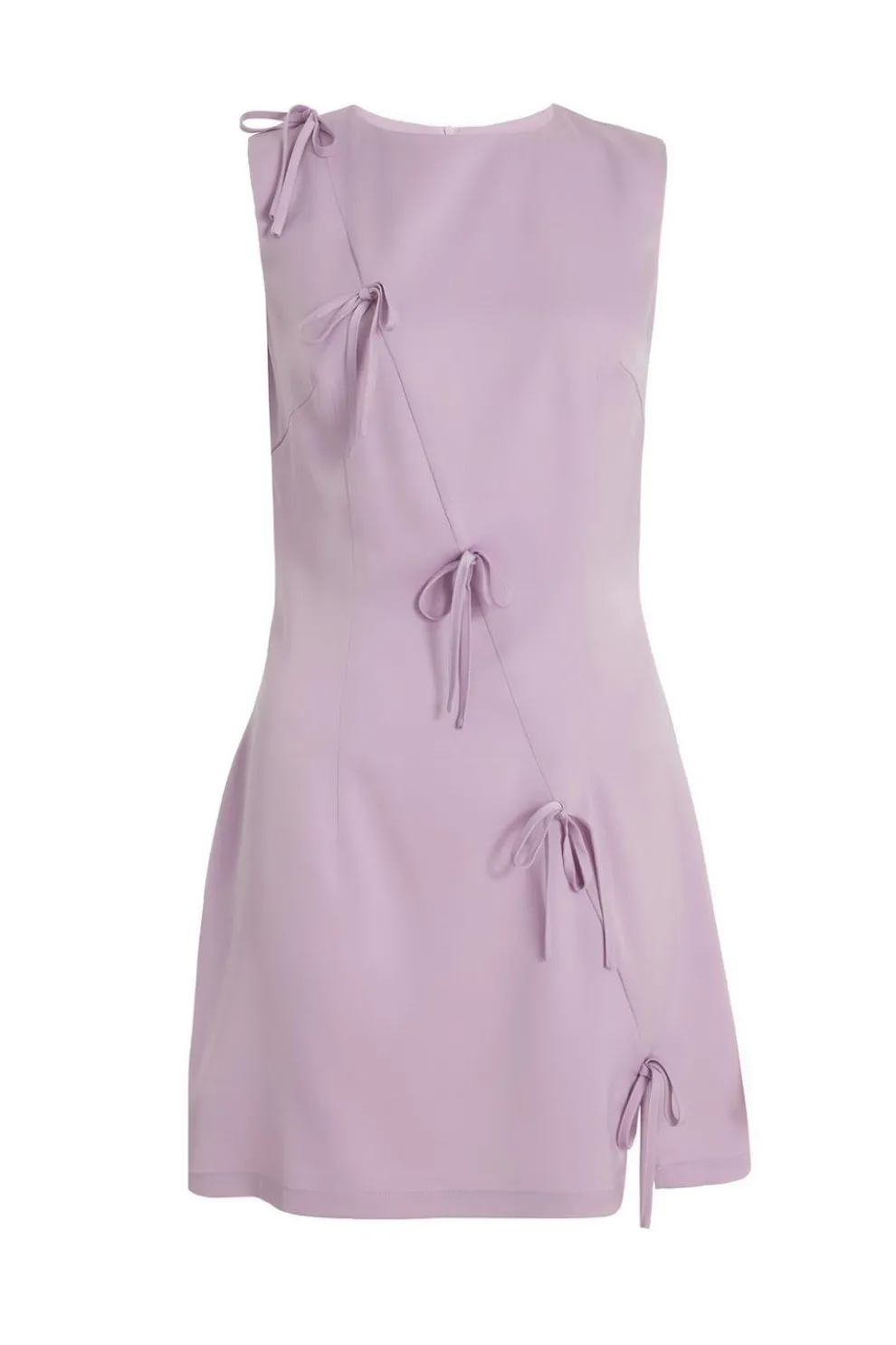 Lilac Satin Bow Mini Dress