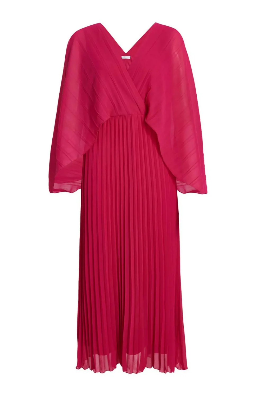 Magenta Chiffon Pleated Midaxi Dress