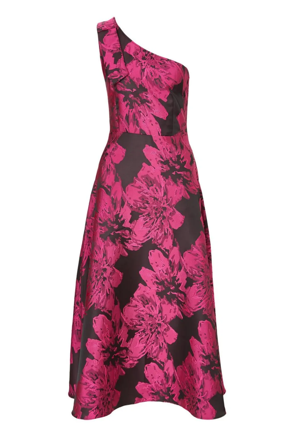 Magenta Floral Jacquard Midaxi Dress