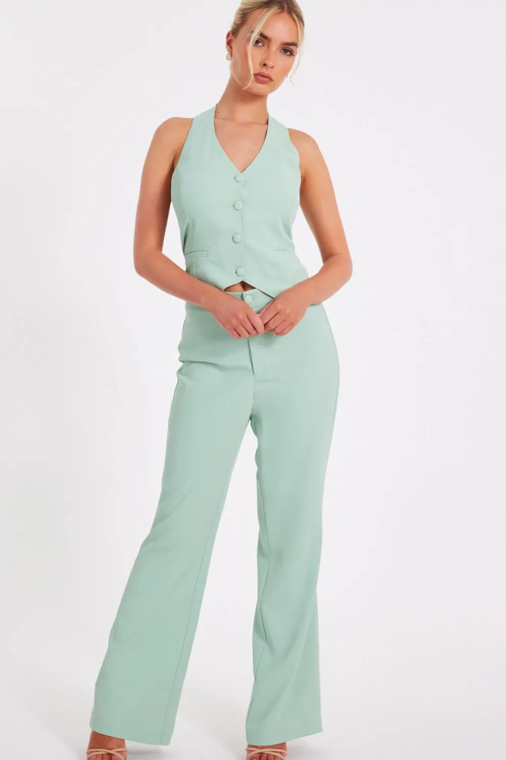 Mint Flared Tailored Trousers
