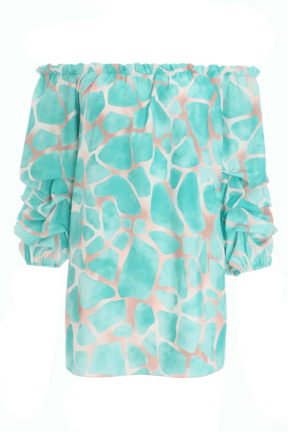 Mint Giraffe Print Bardot Top