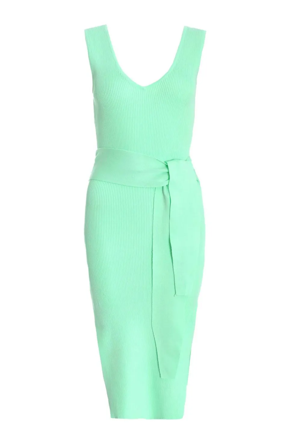 Mint Knitted Tie Belt Bodycon Midi Dress