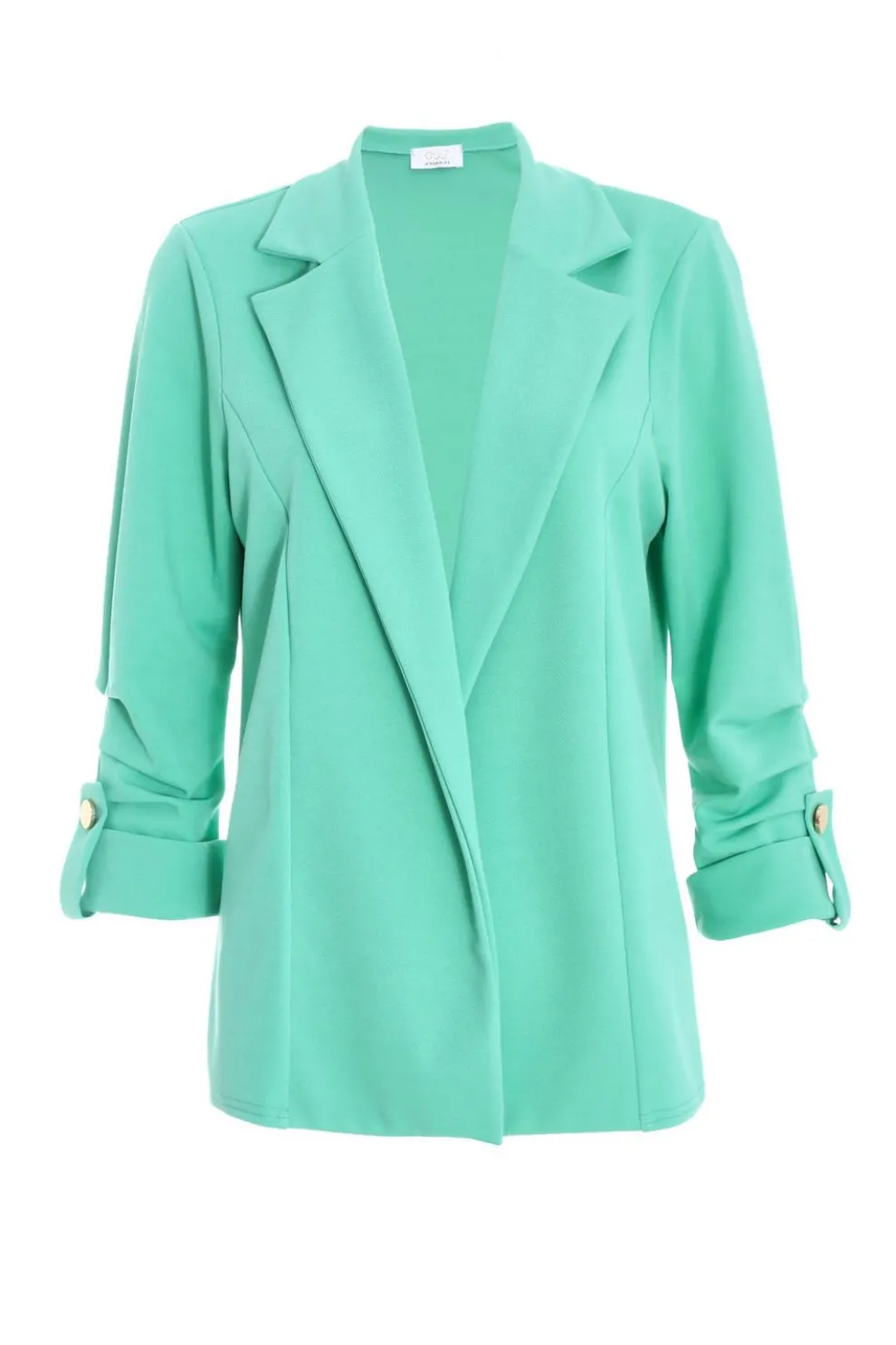 Mint Ruched Sleeve Tailored Blazer