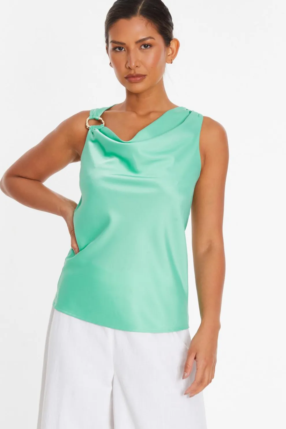 Mint Satin Vest Top