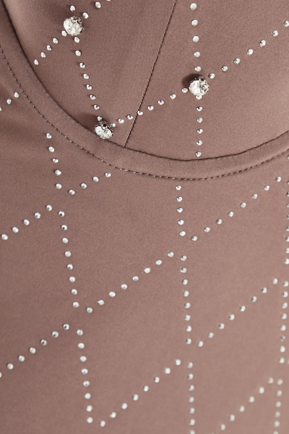 Mocha Rhinestone Bodycon Midi Dress