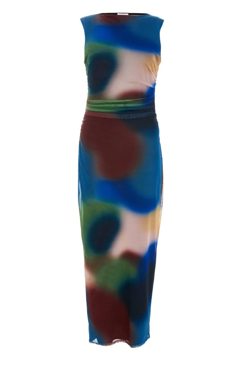 Multicoloured Brushstroke Print Sleeveless Midaxi Dress