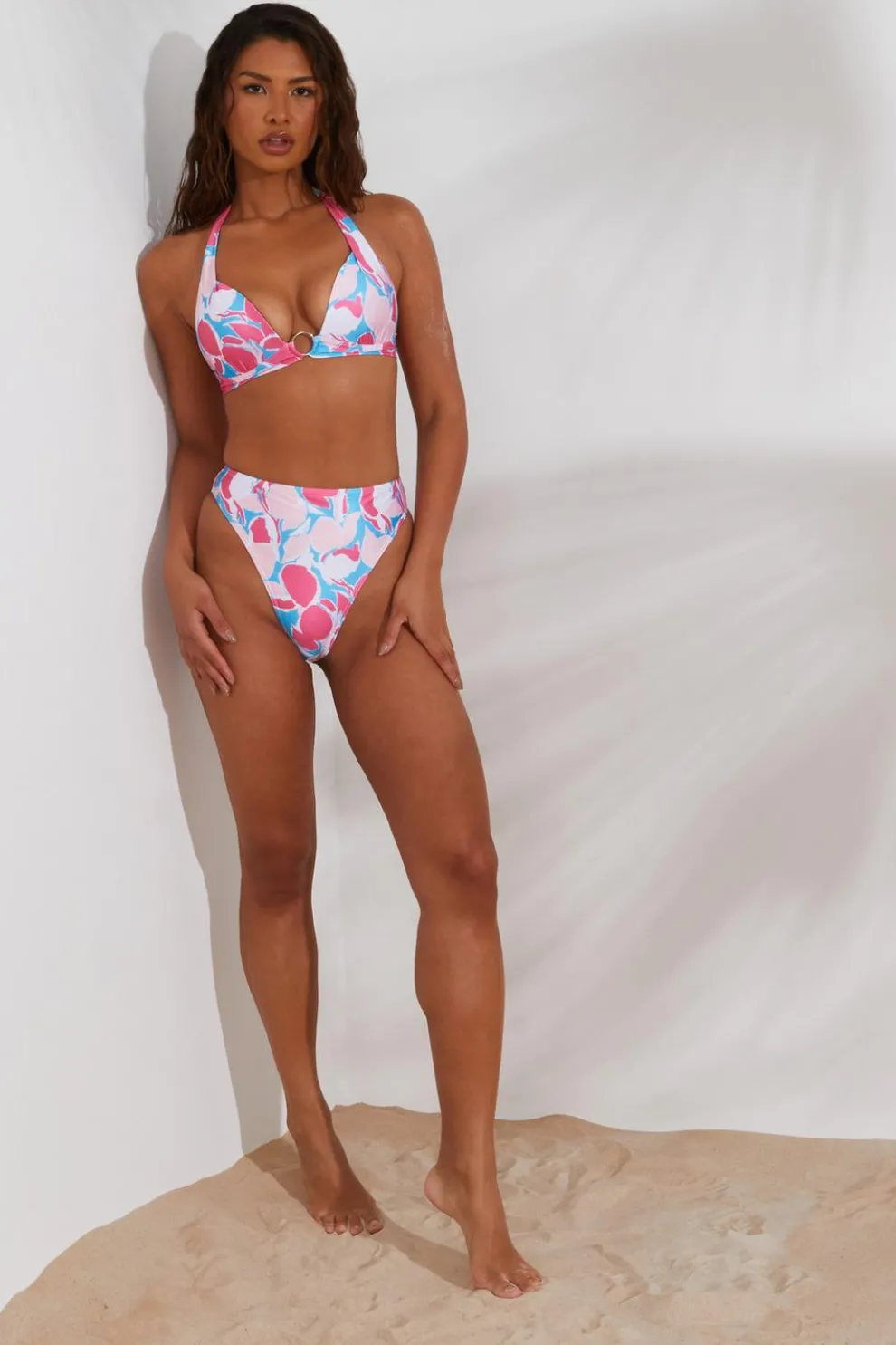 Multicoloured Halter Neck Bikini Top