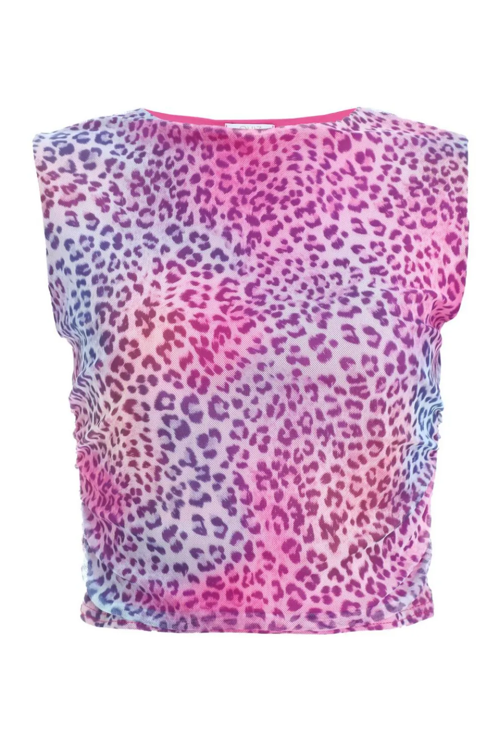 Multicoloured Leopard Print Mesh Top