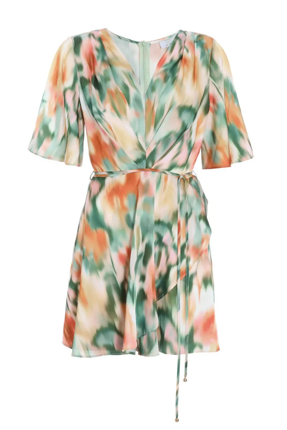 Multicoloured Marble Print Satin Playsuit
