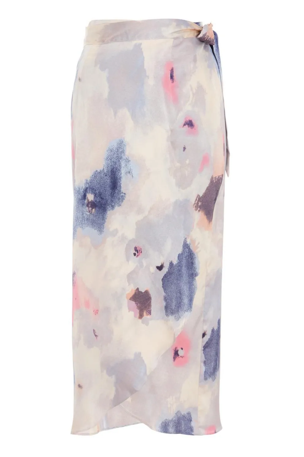 Multicoloured Marble Print Wrap Midi Skirt