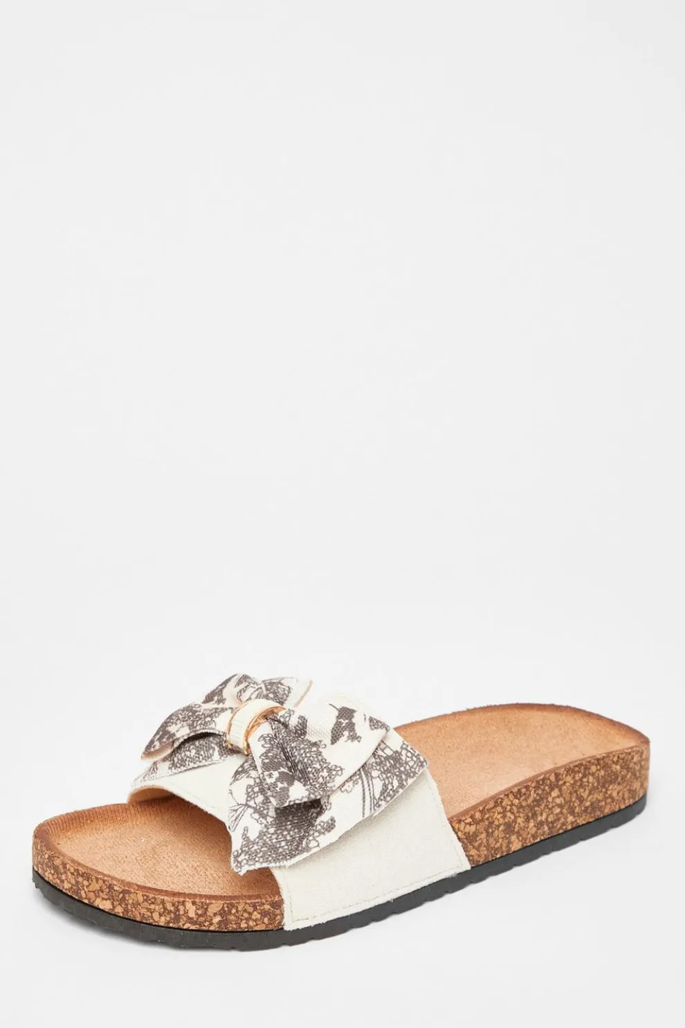 Natural Bow Flat Sandals