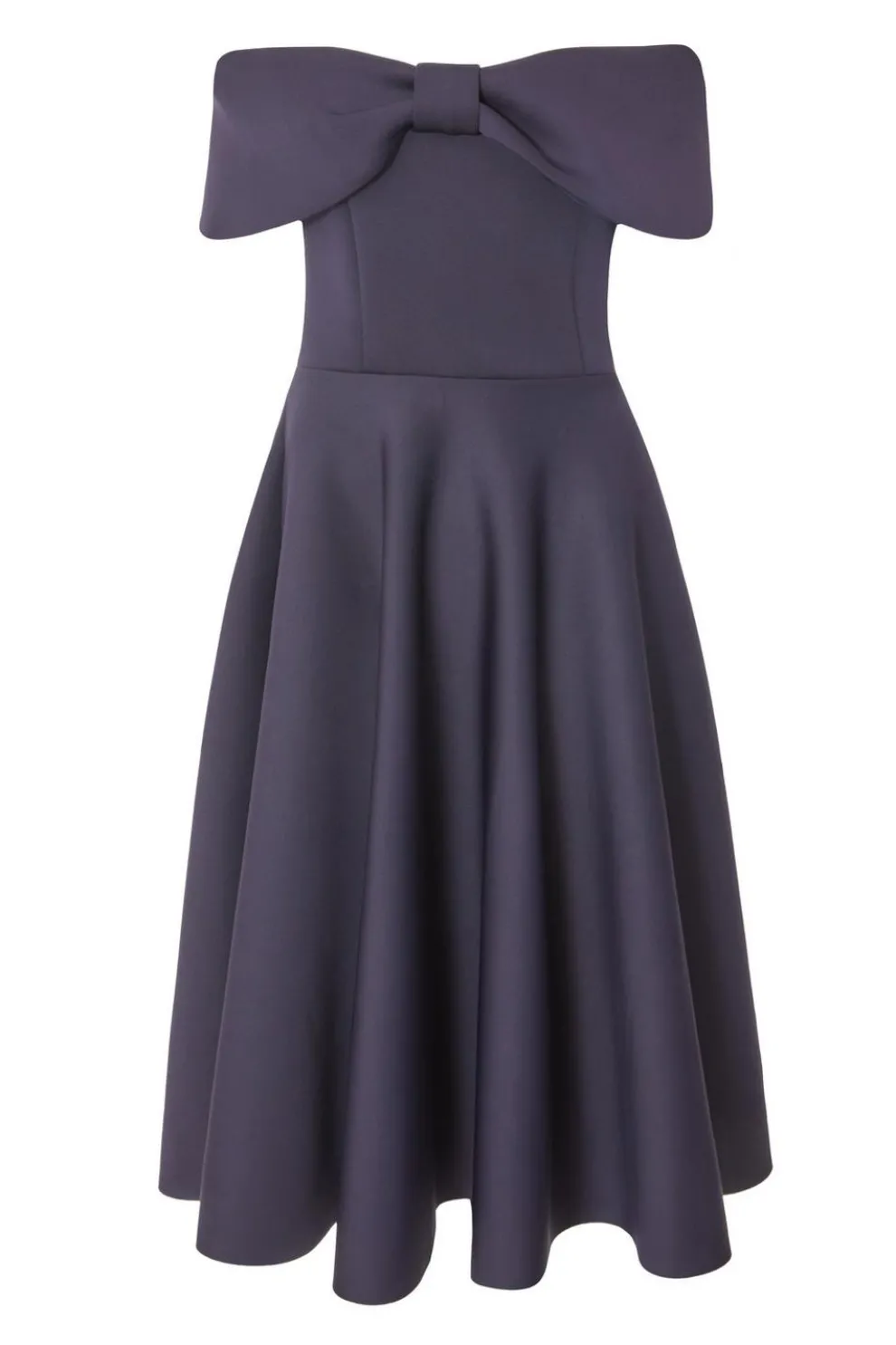 Navy Bardot Bow Skater Dress