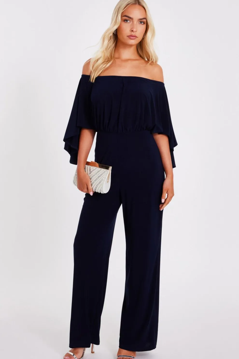 Navy Bardot Jumpsuit