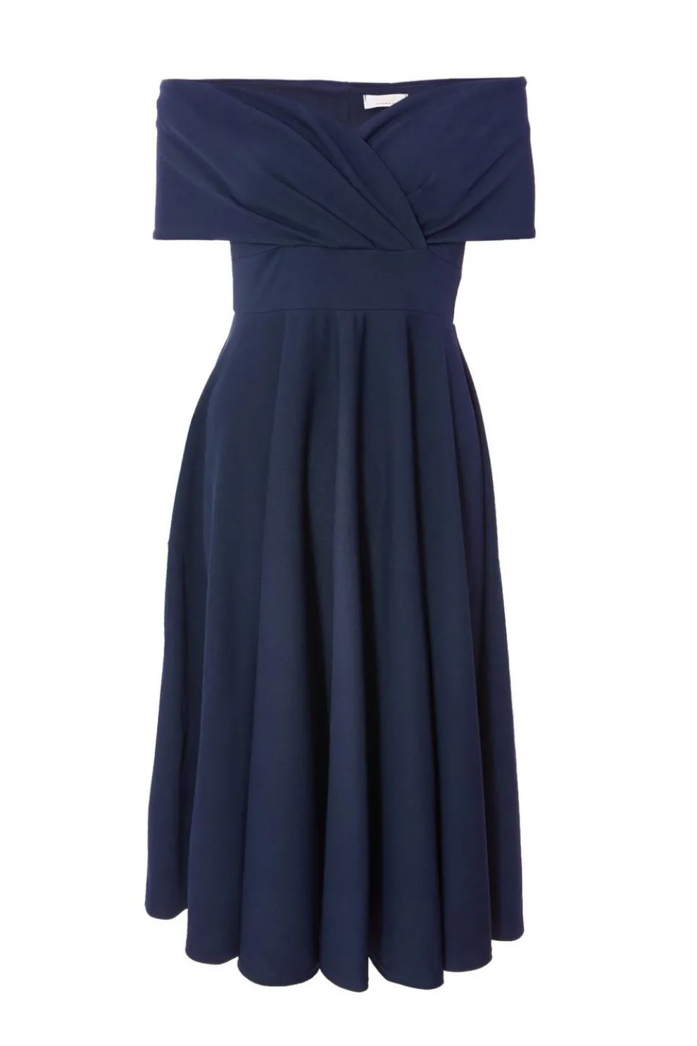 Navy Bardot Midi Dress