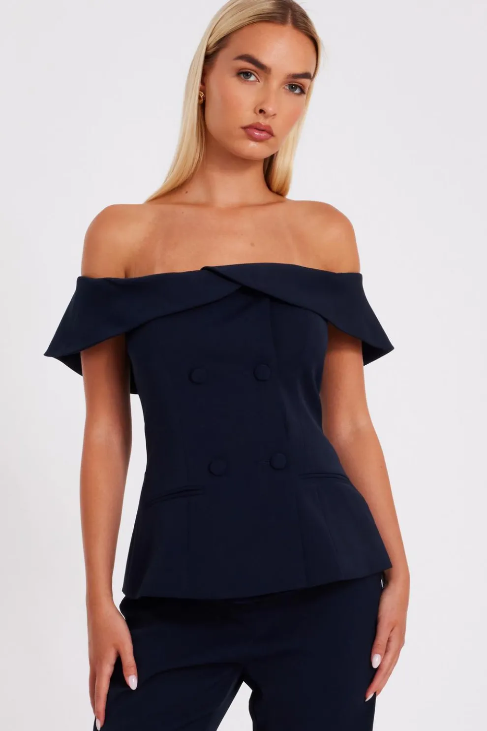 Navy Bardot Waistcoat
