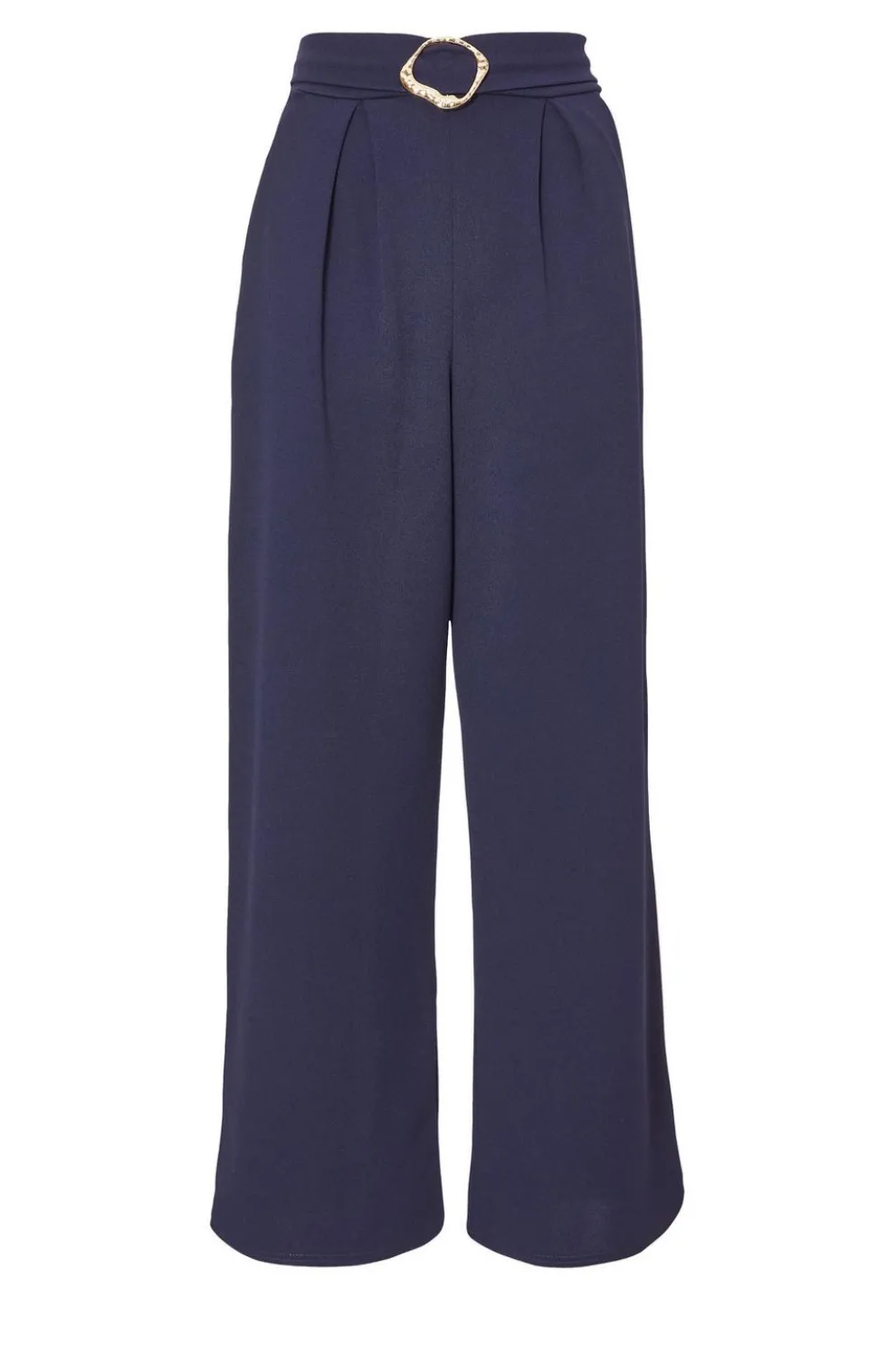 Navy Buckle Palazzo Trousers