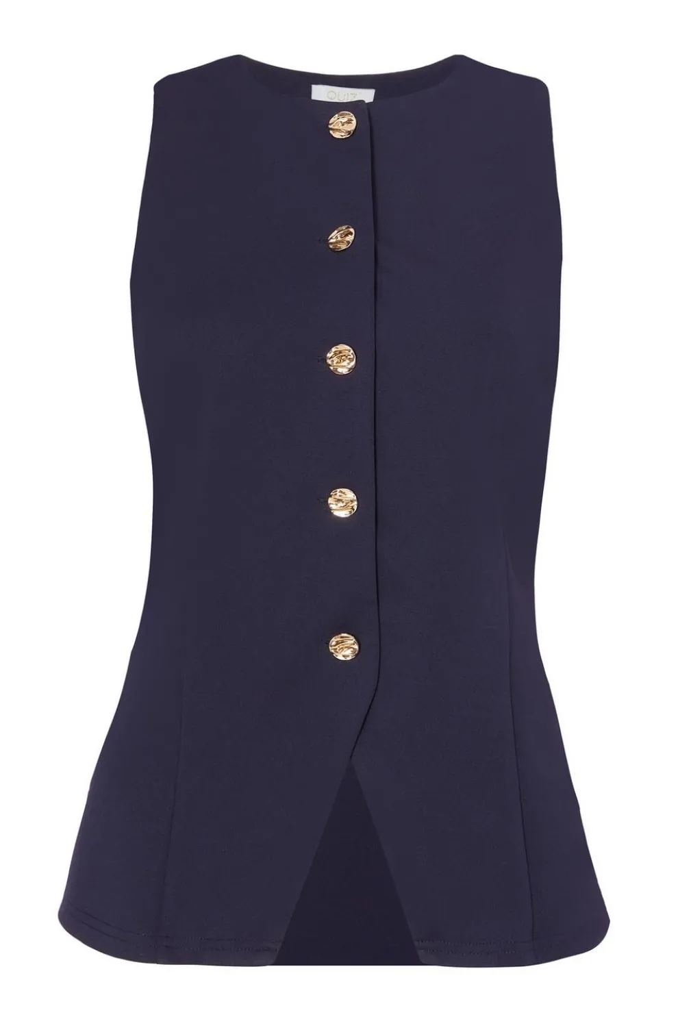 Navy Button Front Waistcoat