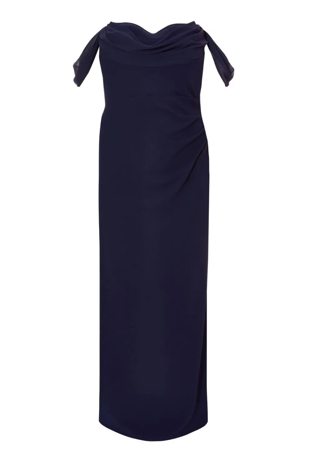 Navy Chiffon Bardot Maxi Dress