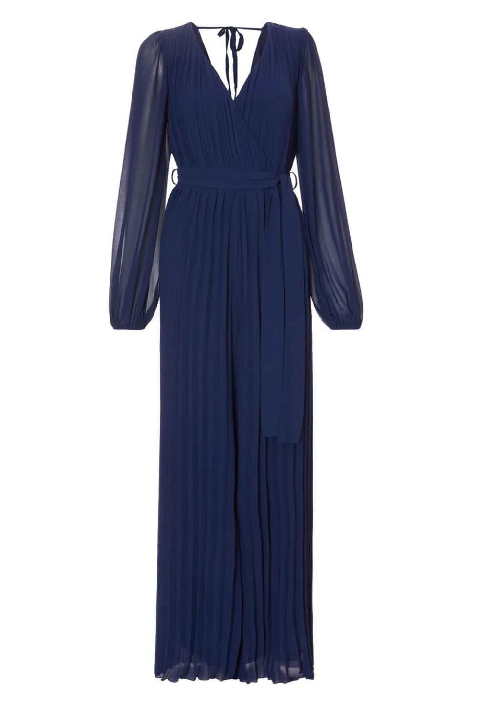 Navy Chiffon Pleated Jumpsuit