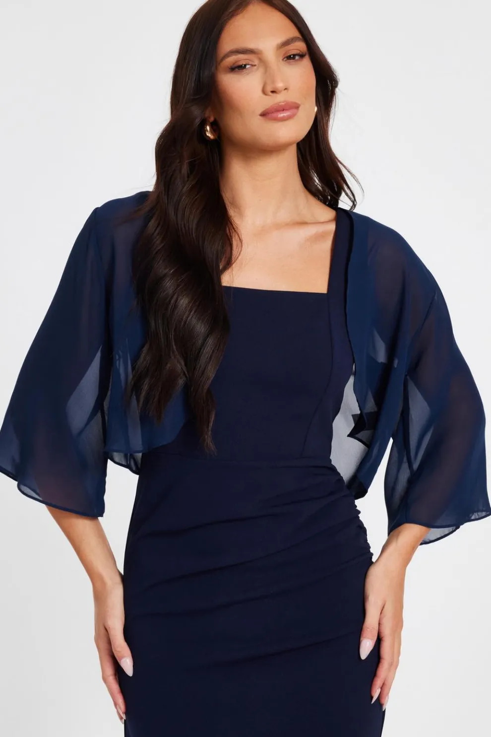 Navy Crop Sleeve Cover Up