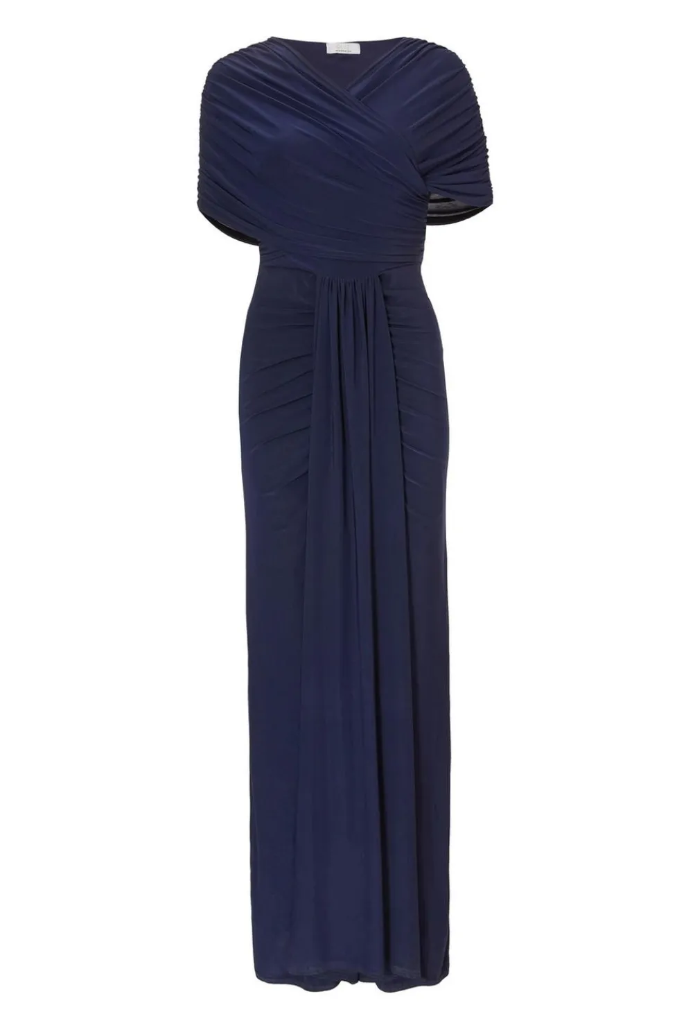 Navy Cross Front Ruched Maxi Dress