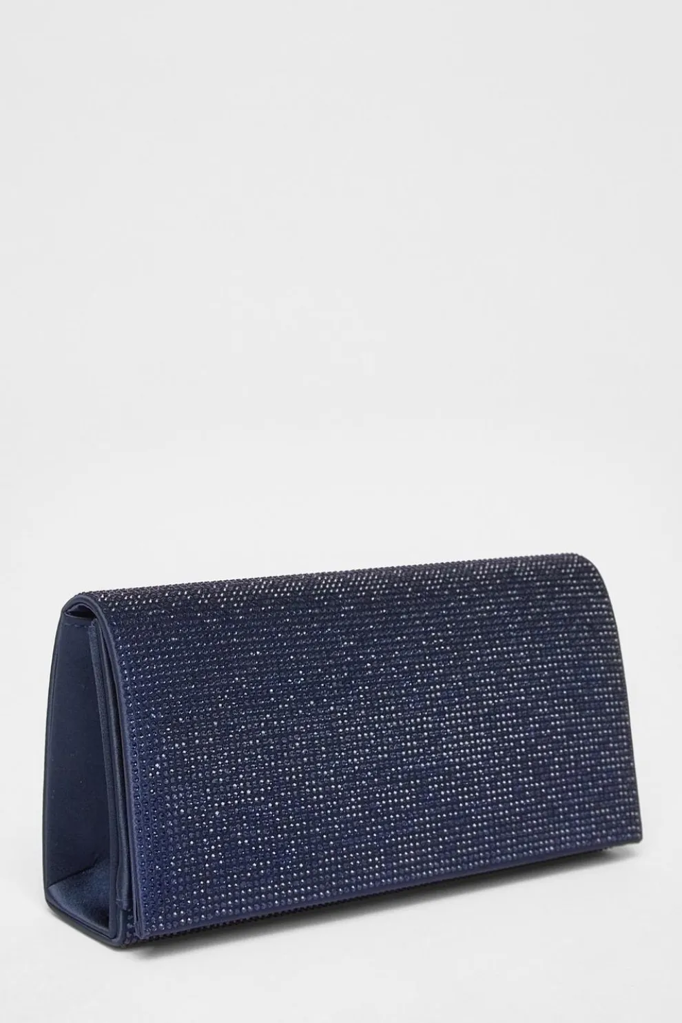 Navy Diamante Embellished Clutch Bag