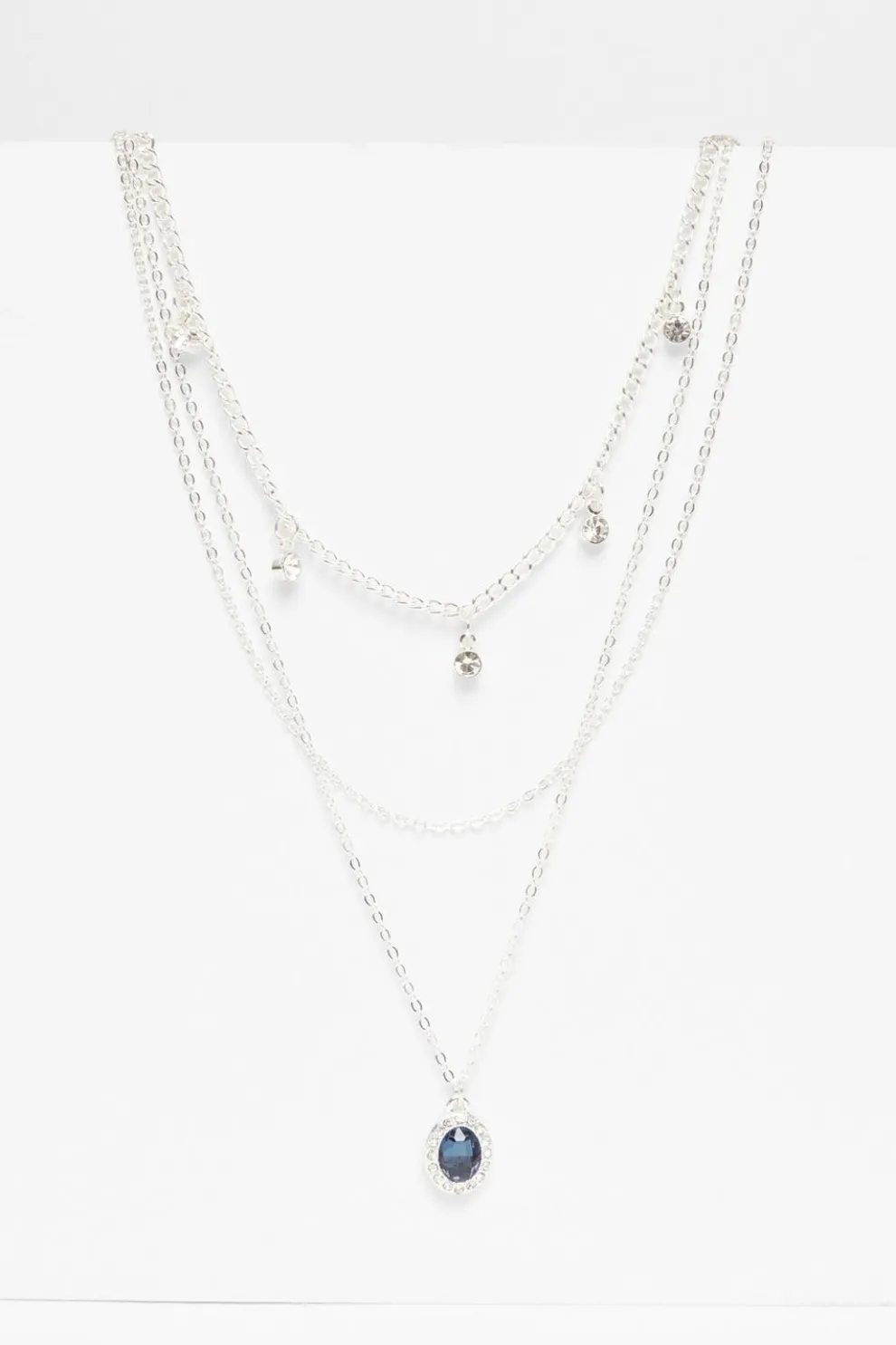 Navy Diamante Jewel Layered Necklace