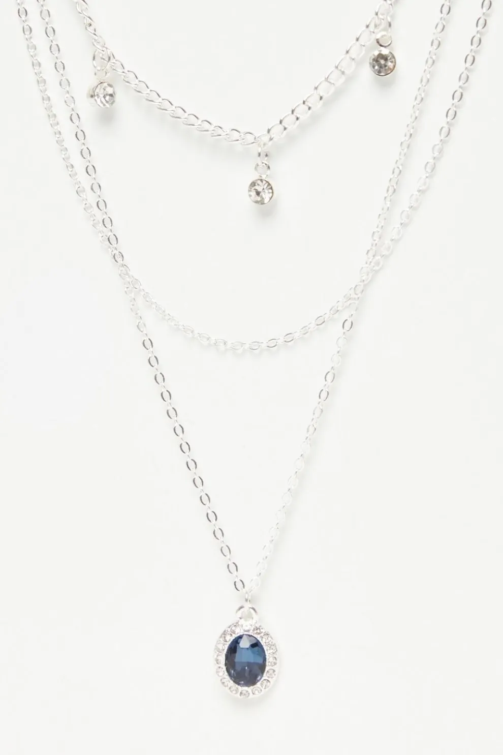 Navy Diamante Jewel Layered Necklace