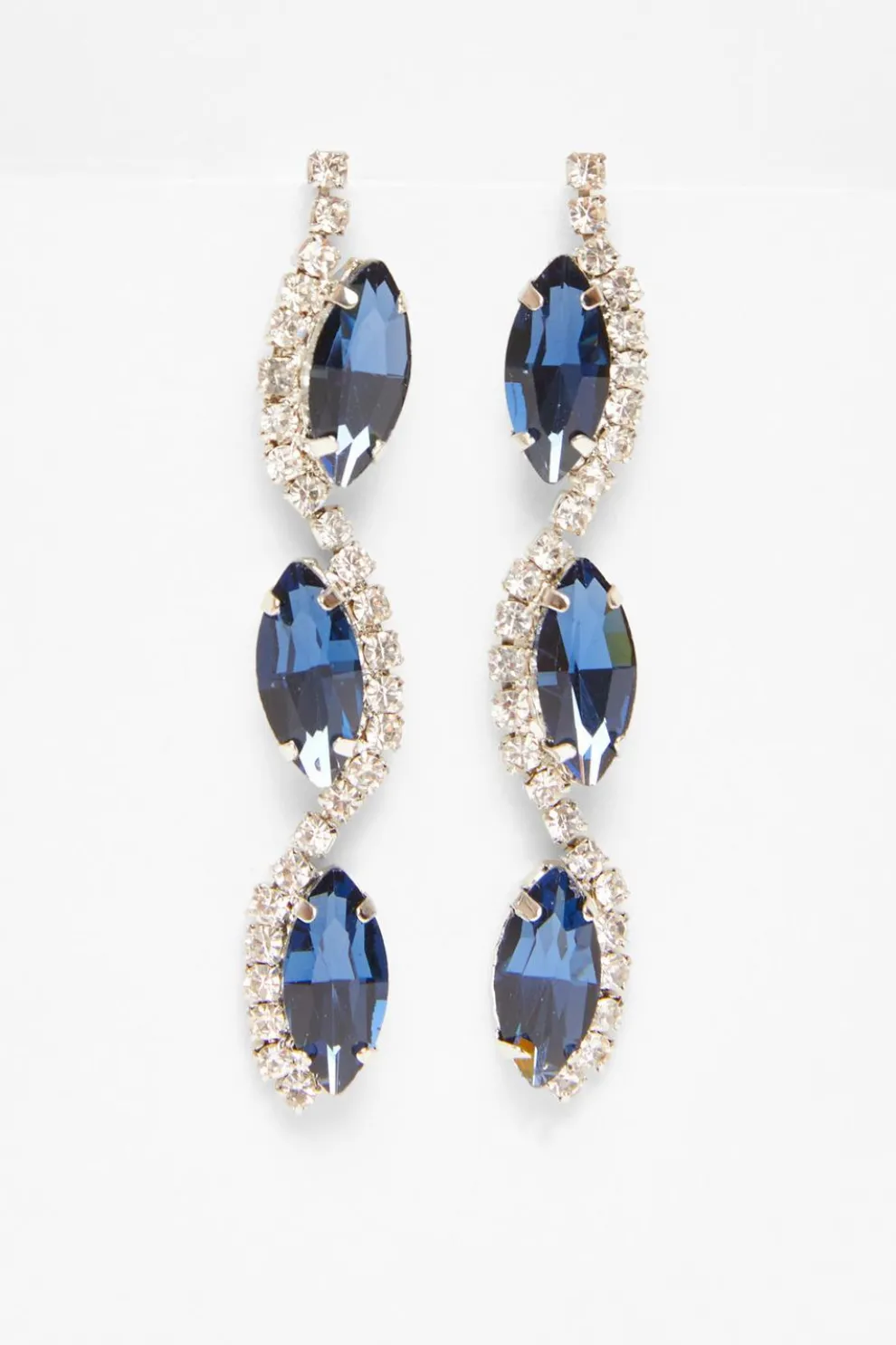 Navy Diamante Swirl Earrings