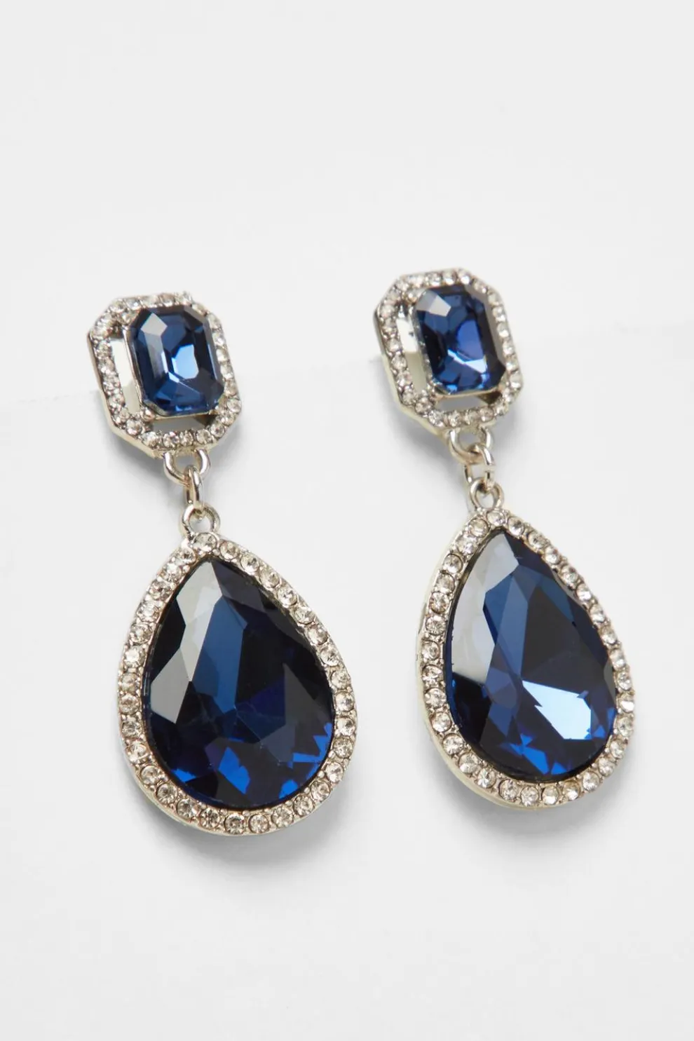 Navy Diamante Teardrop Earring