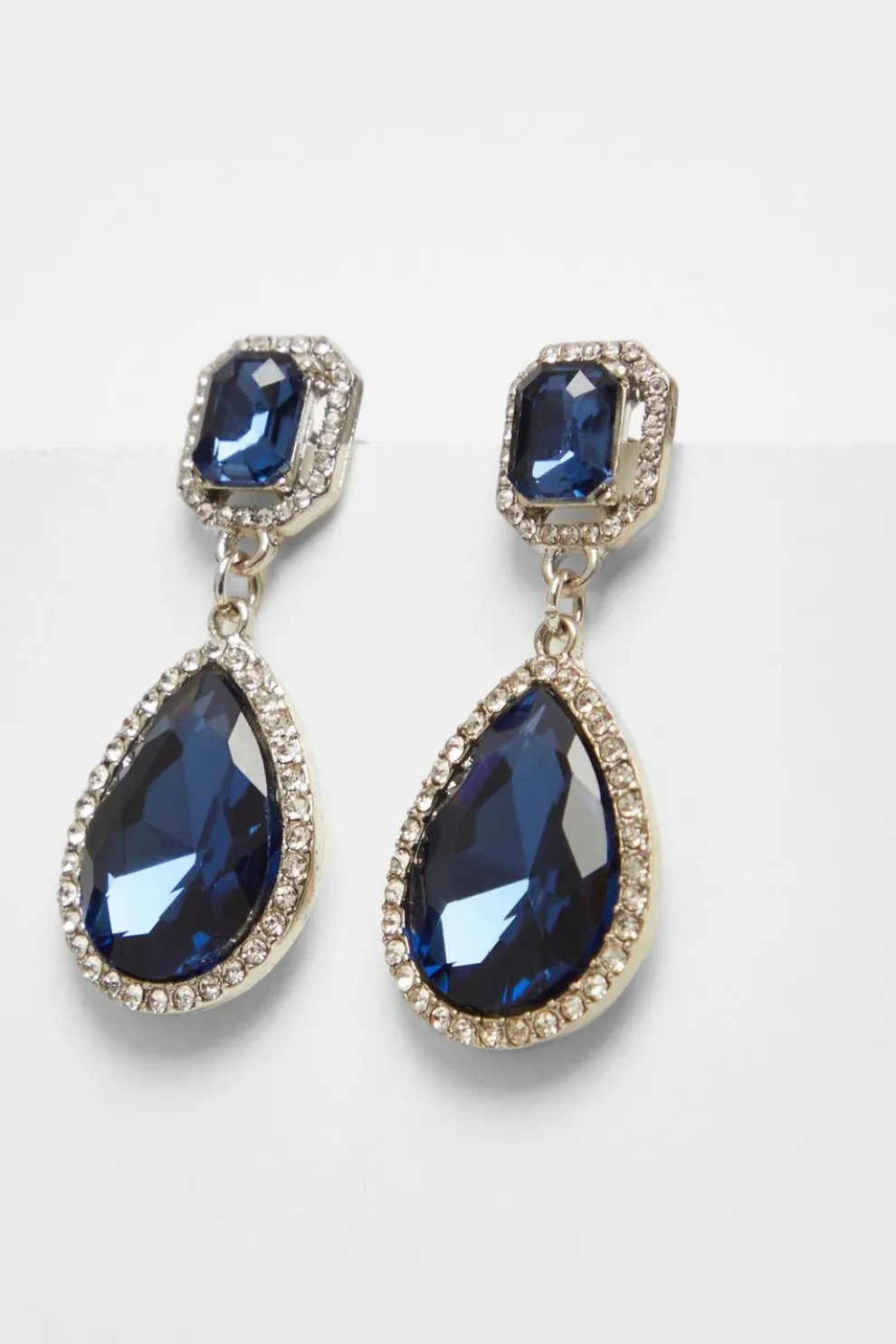 Navy Diamante Teardrop Earring