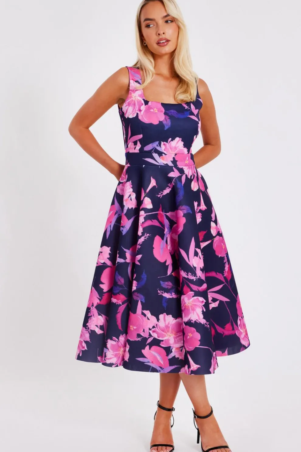 Navy Floral Midaxi Dress