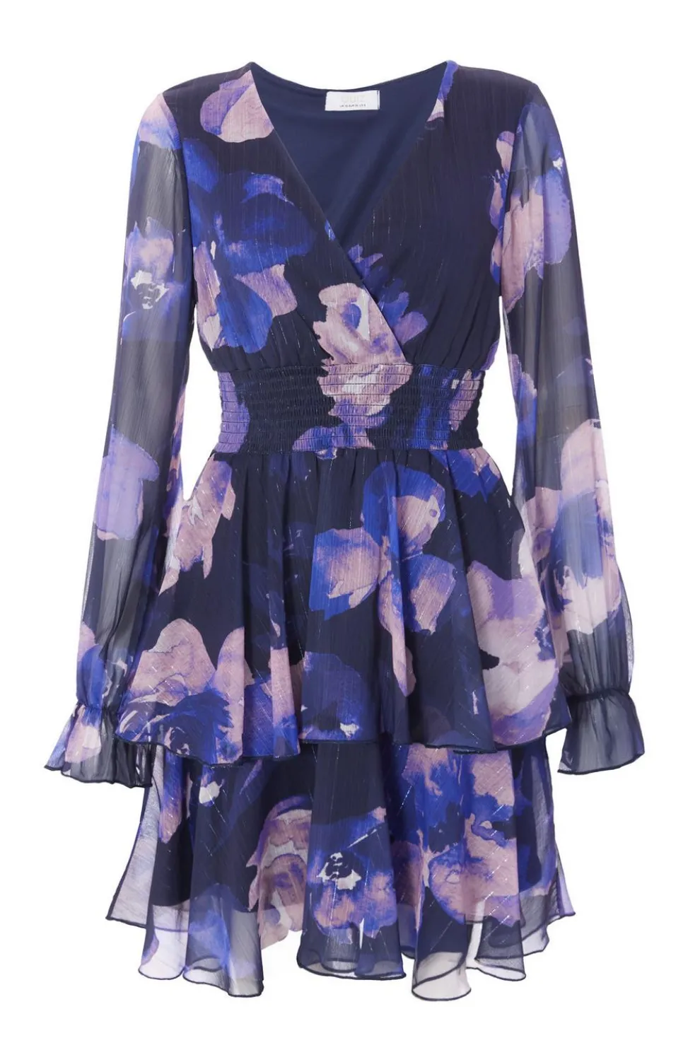 Navy Floral Tiered Skater Dress