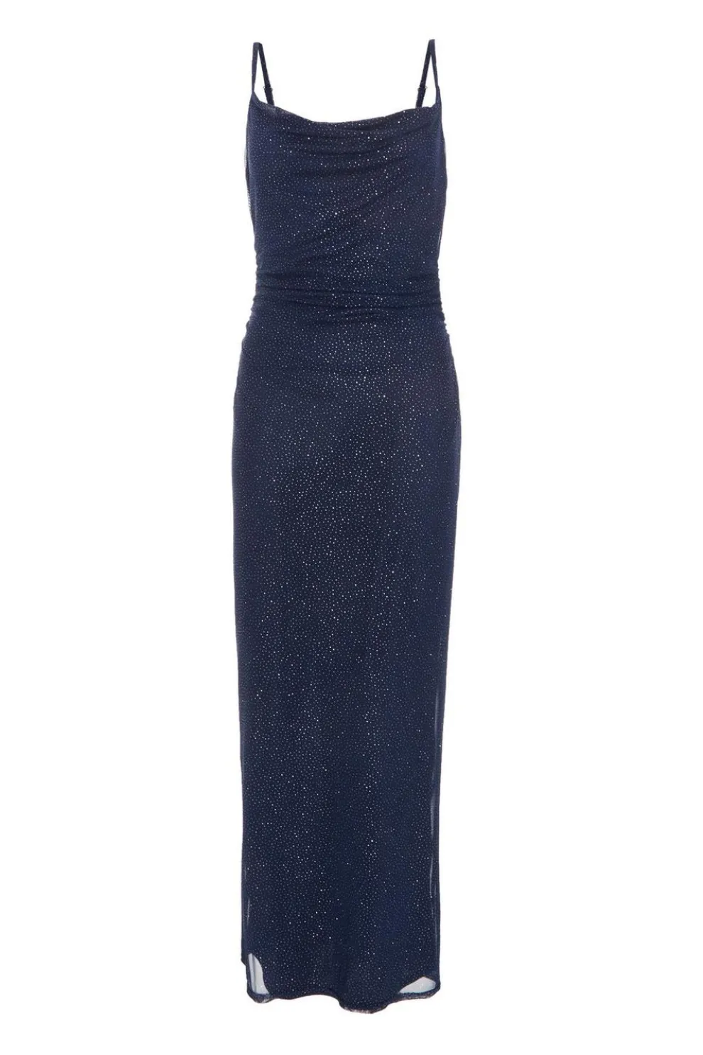 Navy Glitter Mesh Midaxi Dress