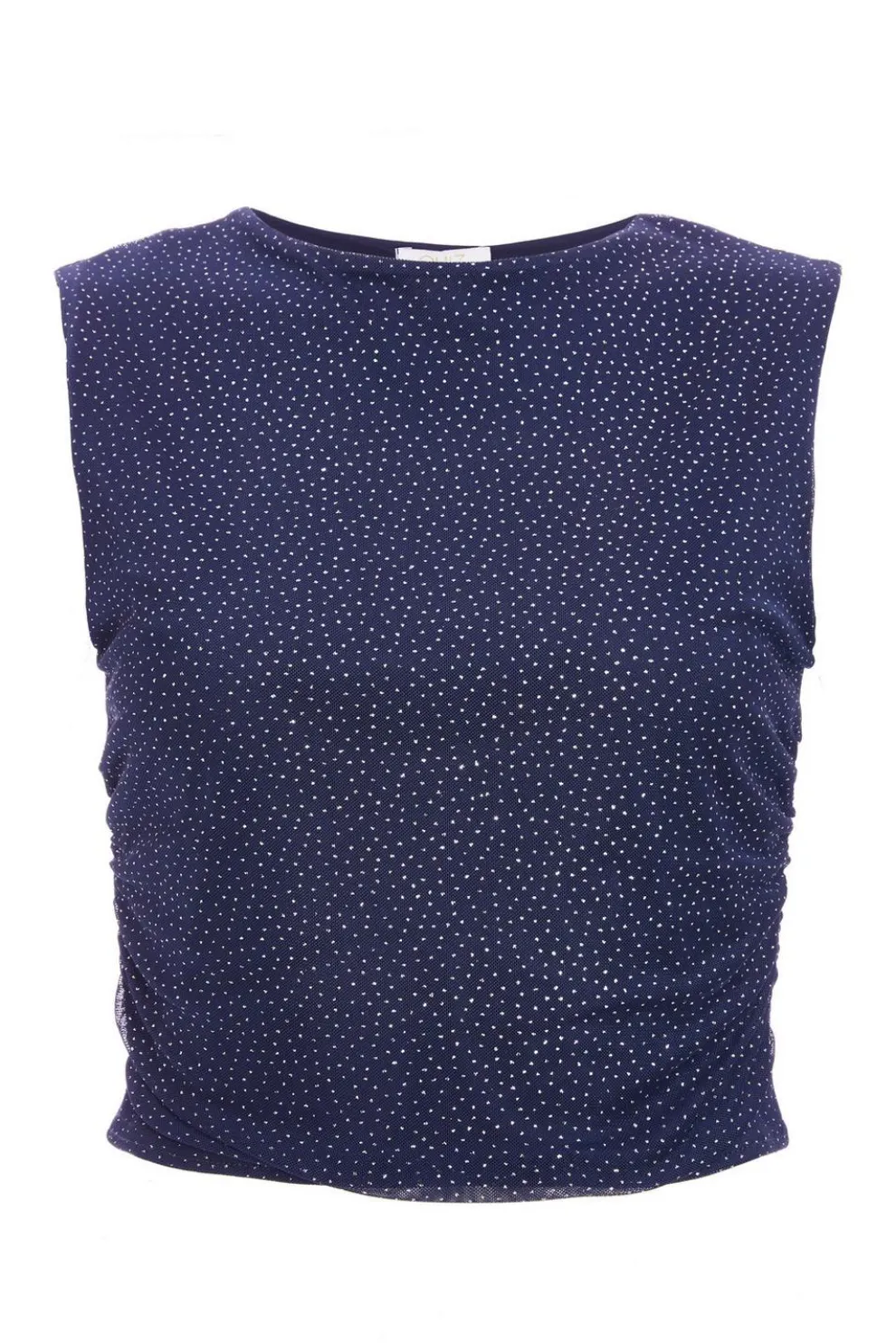 Navy Glitter Mesh Crop Top