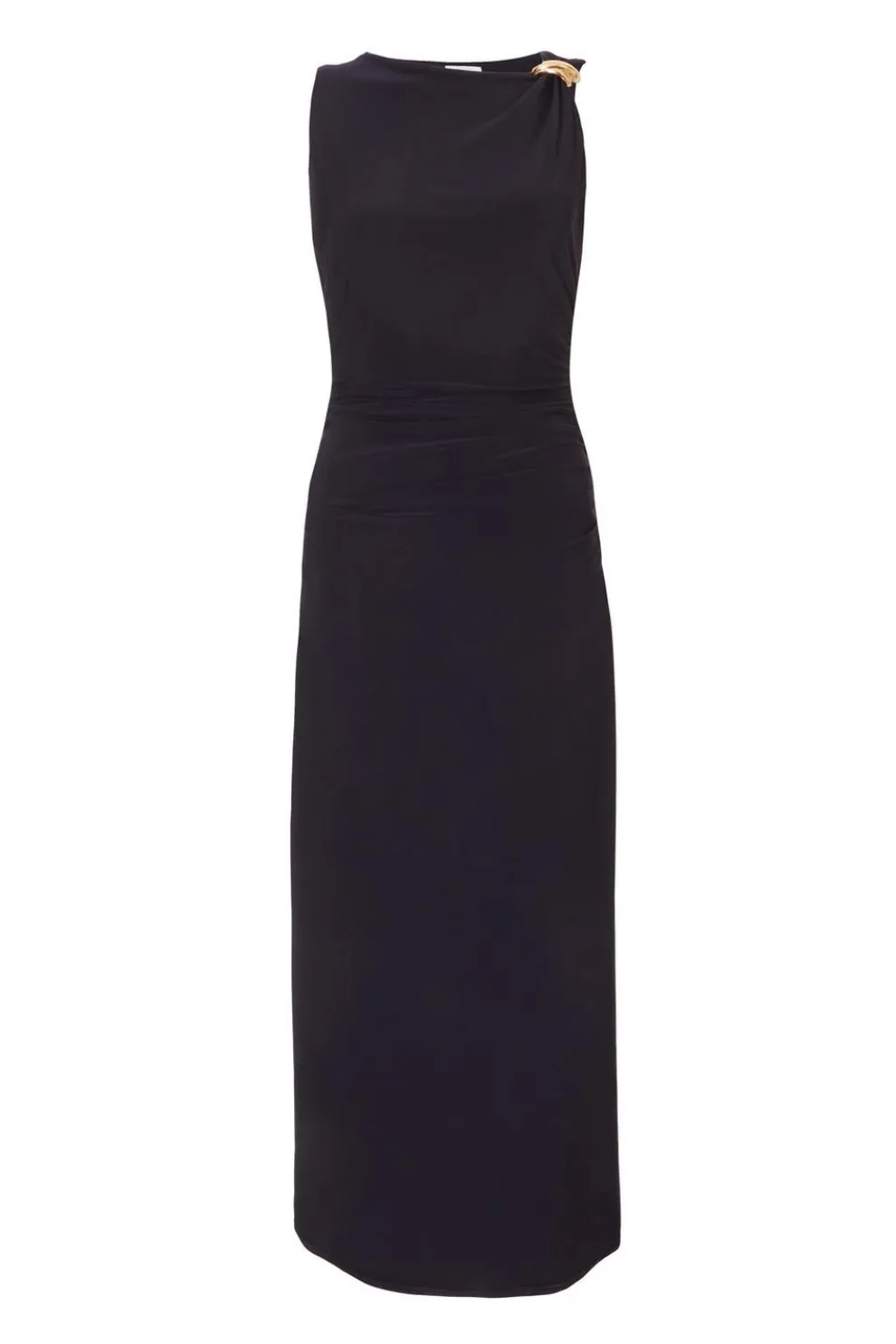 Navy Gold Buckle Midaxi Dress