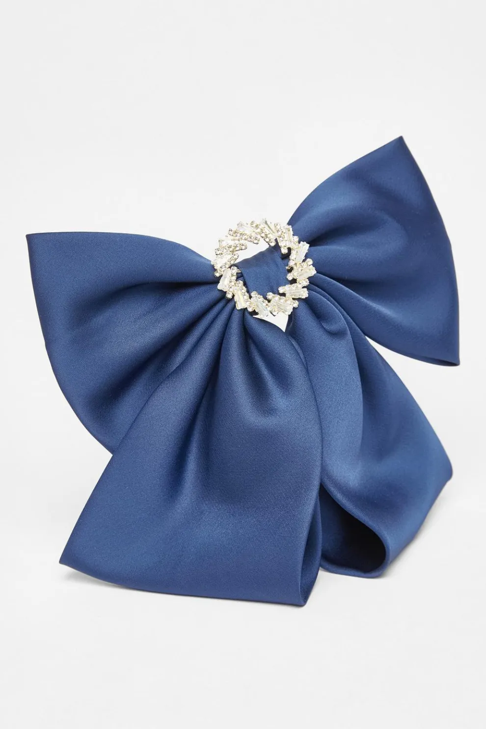 Navy Jewel Brooch Hair Bow